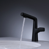 Grifo de agua de lavabo de lujo para lavabo con rociador extraíble de cuerpo largo negro